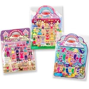 Choice of Melissa & Doug Reusable Puffy Sticker Pads - Dress-Ip, Fairy, Mermaid